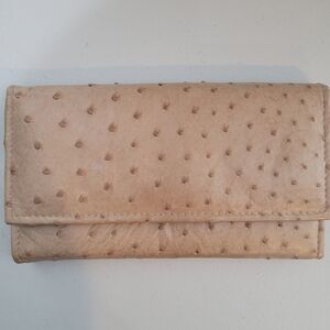 Ostrich Leather Women's Tri-Fold Wallet